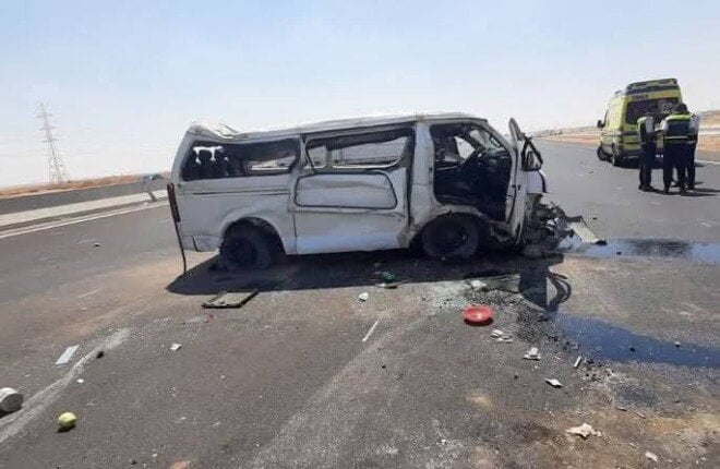  تصادم مروع يغزو طريق جمصة ويصيب 8 من الركاب